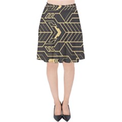 Abstract Art Deco Seamless Pattern Vector Velvet High Waist Skirt by Sudhe