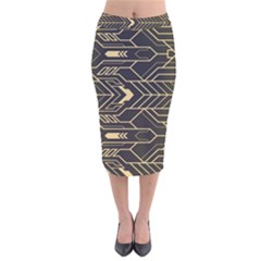 Abstract Art Deco Seamless Pattern Vector Velvet Midi Pencil Skirt by Sudhe