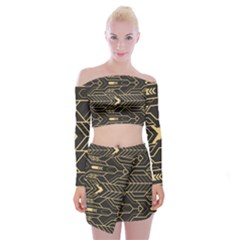 Abstract Art Deco Seamless Pattern Vector Off Shoulder Top With Mini Skirt Set by Sudhe