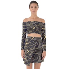 Abstract Art Deco Seamless Pattern Vector Off Shoulder Top With Skirt Set by Sudhe