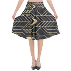 Abstract Art Deco Seamless Pattern Vector Flared Midi Skirt by Sudhe