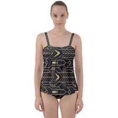 Abstract Art Deco Seamless Pattern Vector Twist Front Tankini Set by Sudhe