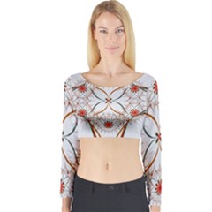 Artwork Fractal Allegory Art Floral Long Sleeve Crop Top by Sudhe