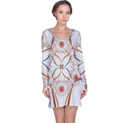 Artwork Fractal Allegory Art Floral Long Sleeve Nightdress by Sudhe