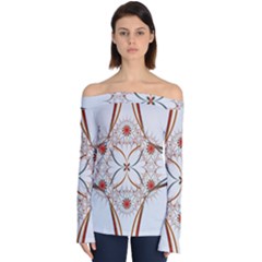 Artwork Fractal Allegory Art Floral Off Shoulder Long Sleeve Top by Sudhe