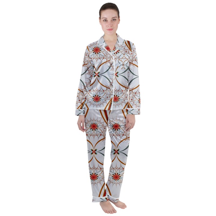 Artwork Fractal Allegory Art Floral Satin Long Sleeve Pyjamas Set