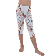 Artwork Fractal Allegory Art Floral Kids  Lightweight Velour Capri Leggings  by Sudhe