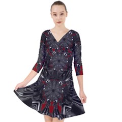 Abstract Artwork Art Fractal Quarter Sleeve Front Wrap Dress by Sudhe