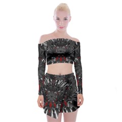 Abstract Artwork Art Fractal Off Shoulder Top With Mini Skirt Set by Sudhe