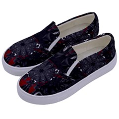 Abstract Artwork Art Fractal Kids  Canvas Slip Ons by Sudhe