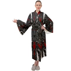 Abstract Artwork Art Fractal Maxi Tie Front Velour Kimono by Sudhe