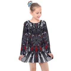 Abstract Artwork Art Fractal Kids  Long Sleeve Dress by Sudhe