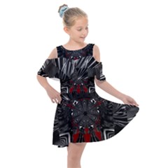 Abstract Artwork Art Fractal Kids  Shoulder Cutout Chiffon Dress by Sudhe