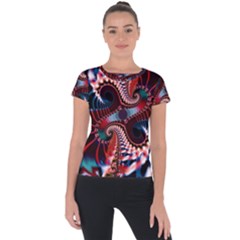 Abstract Fractal Artwork Colorful Art Short Sleeve Sports Top  by Sudhe