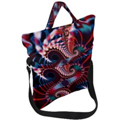 Abstract Fractal Artwork Colorful Art Fold Over Handle Tote Bag by Sudhe