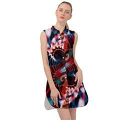 Abstract Fractal Artwork Colorful Art Sleeveless Shirt Dress