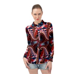 Abstract Fractal Artwork Colorful Art Long Sleeve Chiffon Shirt