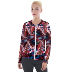 Abstract Fractal Artwork Colorful Art Velour Zip Up Jacket