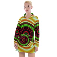 Digital Art Background Yellow Red Women s Long Sleeve Casual Dress by Sudhe