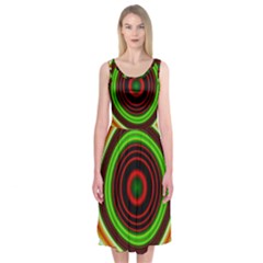 Digital Art Background Yellow Red Midi Sleeveless Dress