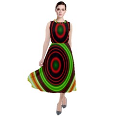 Digital Art Background Yellow Red Round Neck Boho Dress by Sudhe