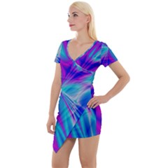 Background Design Pattern Colorful Short Sleeve Asymmetric Mini Dress by Sudhe