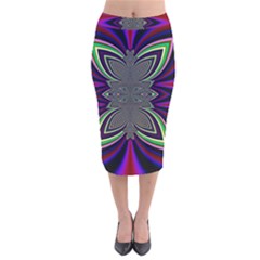 Abstract Artwork Fractal Background Pattern Velvet Midi Pencil Skirt by Sudhe