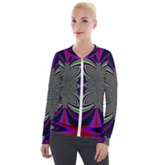 Abstract Artwork Fractal Background Pattern Velour Zip Up Jacket