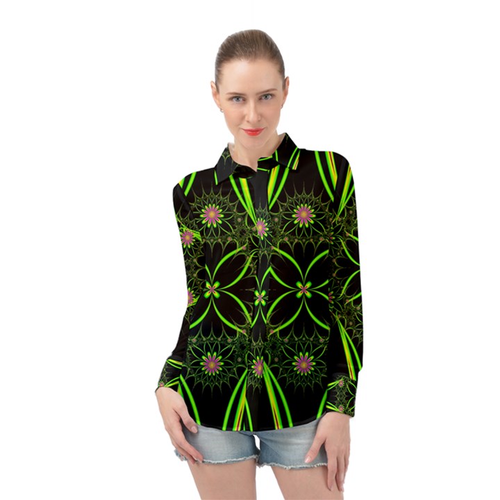 Artwork Fractal Allegory Art Long Sleeve Chiffon Shirt