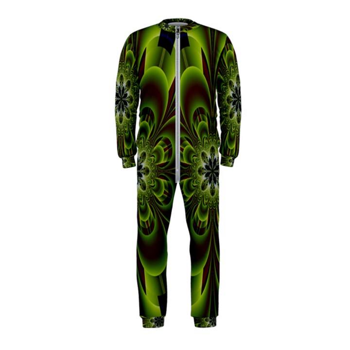 Abstract Flower Artwork Art Floral Green OnePiece Jumpsuit (Kids)