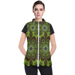 Abstract Flower Artwork Art Floral Green Women s Puffer Vest by Sudhe