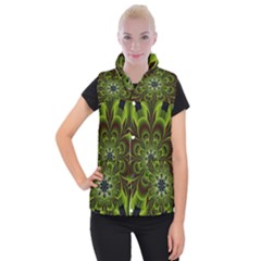 Abstract Flower Artwork Art Floral Green Women s Button Up Vest by Sudhe