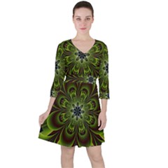 Abstract Flower Artwork Art Floral Green Ruffle Dress by Sudhe