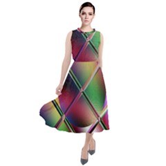 Fractal Artwork Abstract Background Round Neck Boho Dress by Sudhe