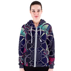 Fractal Artwork Abstract Background Art Pattern Women s Zipper Hoodie by Sudhe