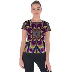 Abstract Flower Artwork Art Short Sleeve Sports Top  by Sudhe