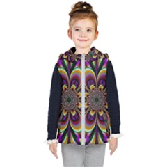 Abstract Flower Artwork Art Kids  Hooded Puffer Vest by Sudhe