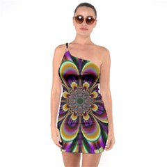 Abstract Flower Artwork Art One Soulder Bodycon Dress