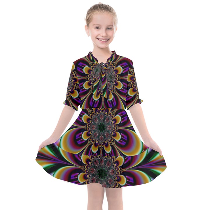 Abstract Flower Artwork Art Kids  All Frills Chiffon Dress