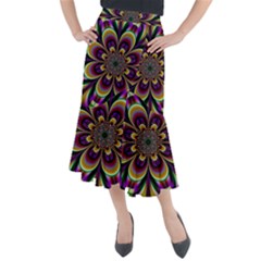 Abstract Flower Artwork Art Midi Mermaid Skirt