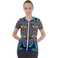 Abstract Artwork Fractal Background Art Short Sleeve Zip Up Jacket