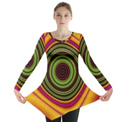 Digital Art Background Yellow Red Long Sleeve Tunic  by Sudhe