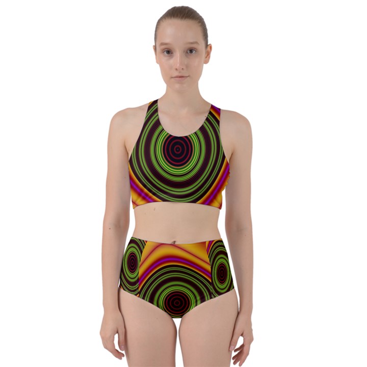 Digital Art Background Yellow Red Racer Back Bikini Set