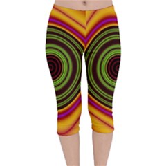 Digital Art Background Yellow Red Velvet Capri Leggings 