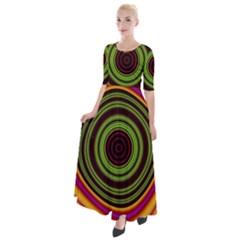 Digital Art Background Yellow Red Half Sleeves Maxi Dress by Sudhe