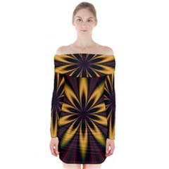 Fractal Artwork Idea Allegory Art Pattern Long Sleeve Off Shoulder Dress