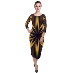 Fractal Artwork Idea Allegory Art Pattern Quarter Sleeve Midi Velour Bodycon Dress by Sudhe