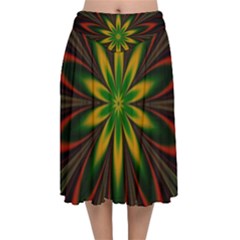 Fractal Artwork Idea Allegory Art Velvet Flared Midi Skirt