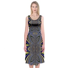 Abstract Artwork Fractal Background Midi Sleeveless Dress by Sudhe