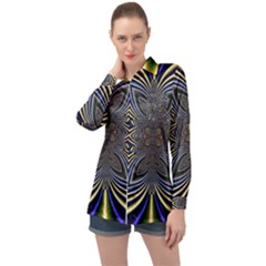 Abstract Artwork Fractal Background Long Sleeve Satin Shirt